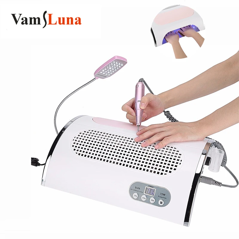 Four-In-One Manicure Vacuum Cleaner Multi-Function USB Lamp Vacuuming Polishing Phototherapy Nail Beautifying Salon Home enlarge