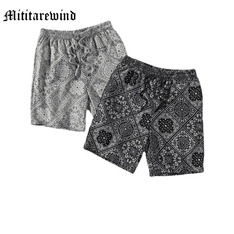 

Summer Paisley Print High Street Men Shorts Sport Clothing Sportwear Loose Baggy Drawstring Casual Basketball Male Pants