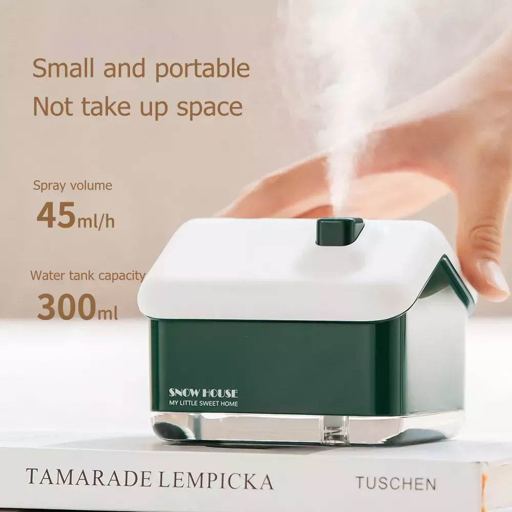 

NEW2023 USB Ultrasonic Air Humidifier Snow House Mist Maker Fogger with Colorful LED Light Mini Heavy Fog Car Aroma Diffuser