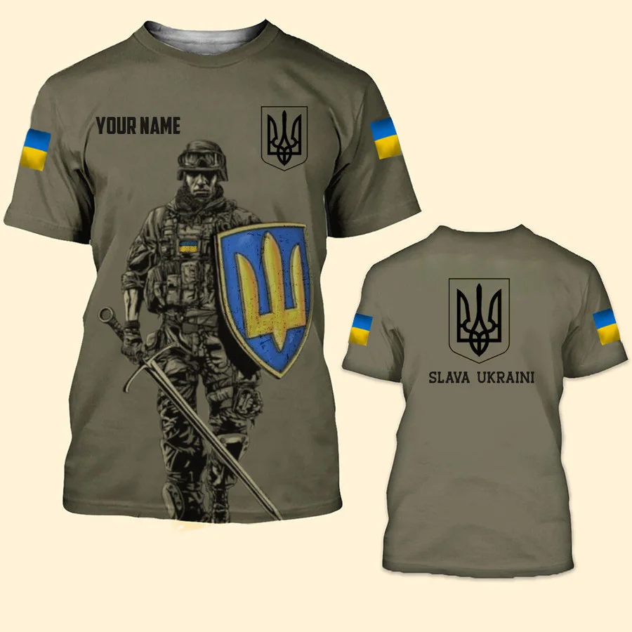 

Ukrainian Men's Camo T-shirt Summer Vintage 3d Printed T-shirt Men's Teen Army Veterans Flag Clothing Oversized Harajuku Top