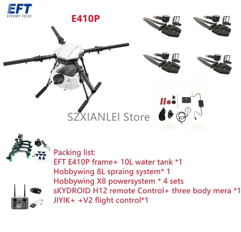 

Agriculture Drone EFT E420 E410P E416P 4 Axis Aircraft 10L 16L 20L Hobbywing motor X8 water pump 8L