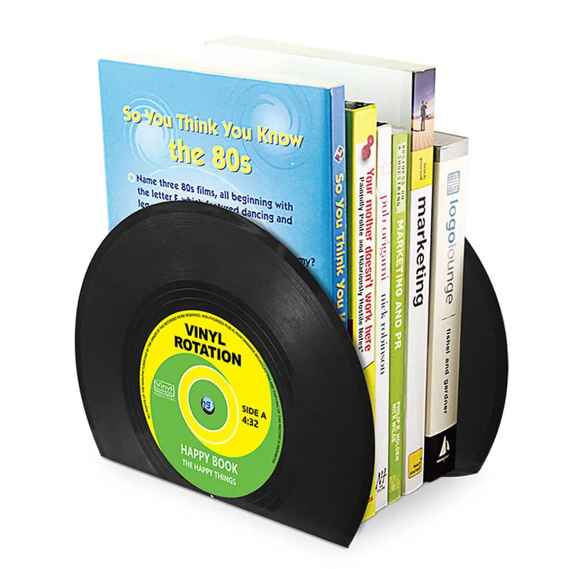 Vinyl CD Bookends Creative Record Bookstand Desktop Decoration Rubbie Vintage Partition Bookcase Office Accessories