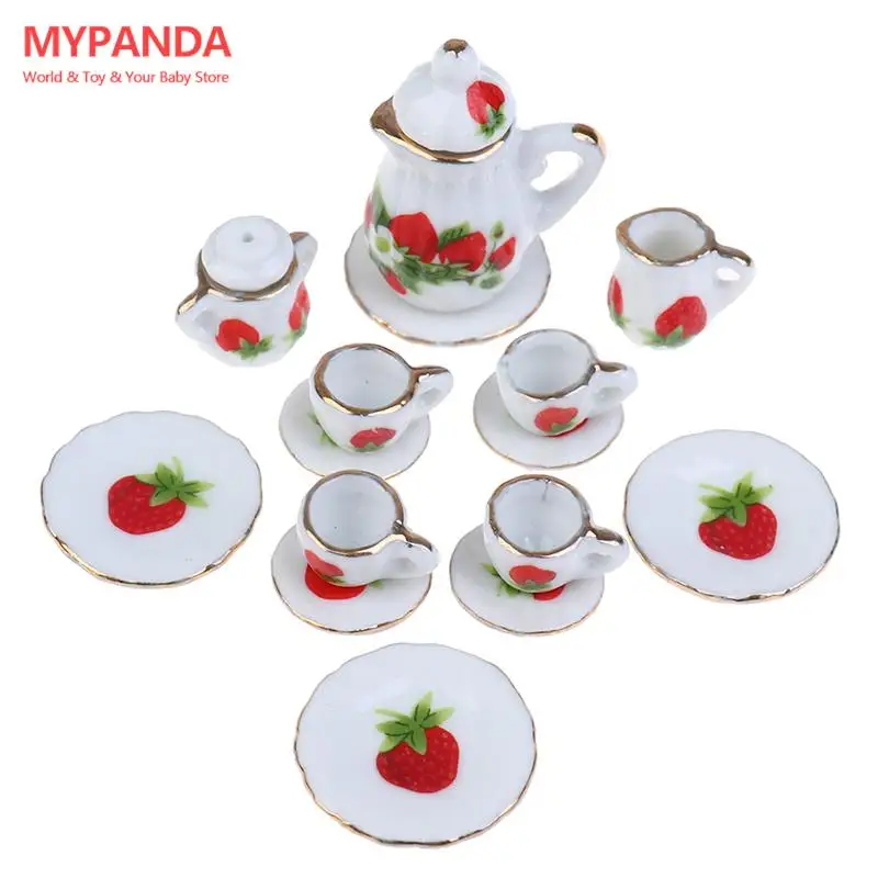 

Горячая Распродажа 15 шт./компл. 1:12 миниатюрная посуда для кукольного домика фарфоровая керамическая тарелка для чайной чашки