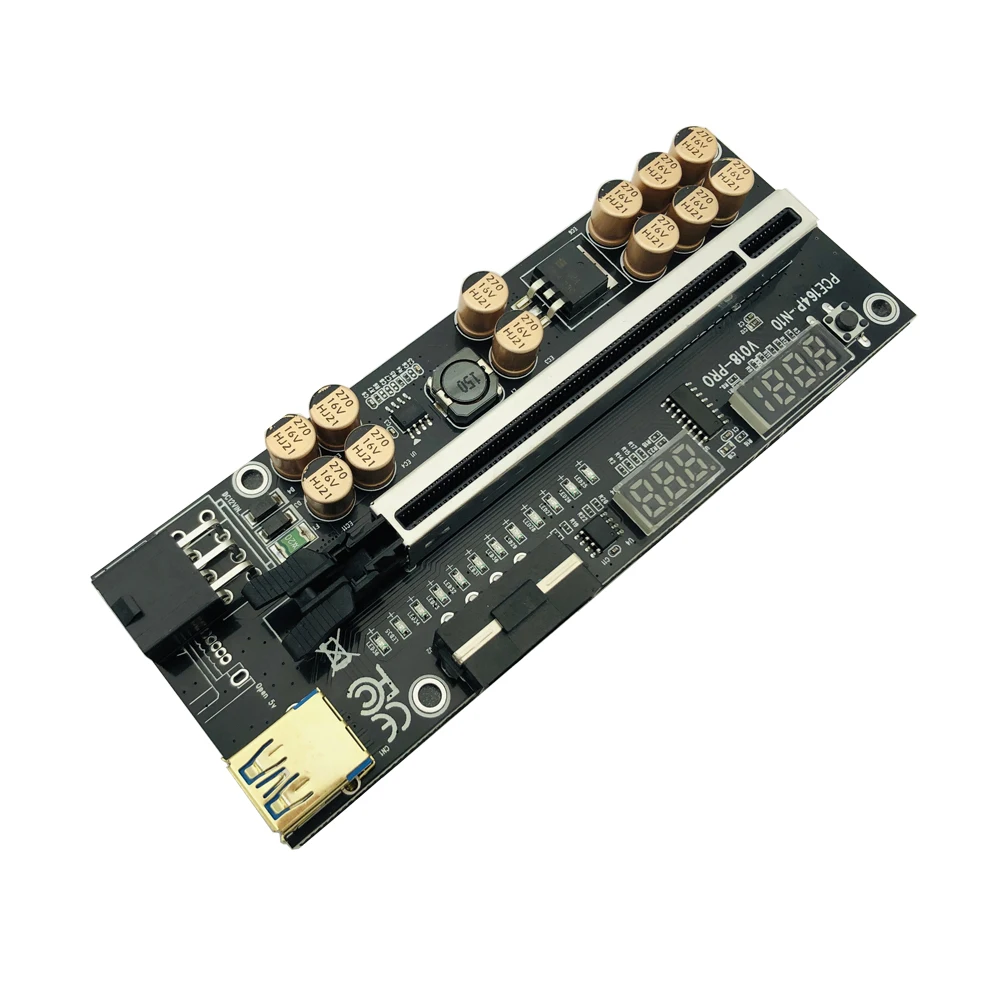 Фото Черный VER018 PRO PCI-E X16 Riser Card USB3.0 Кабель 018 PLUS PCI Express 1X–16X Удлинитель PCIe Адаптер для графического процессора BTC Miner Mining №2