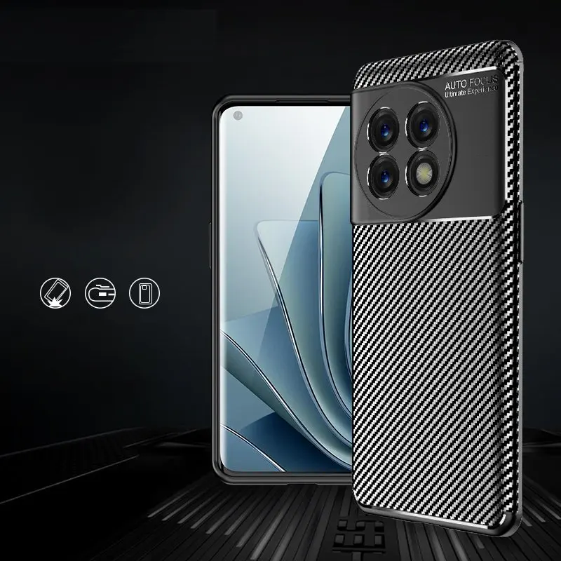 Luxury Case For Oneplus 11 Case For Oneplus 11 Cover Funda Shockproof Soft Carbon fiber Protective Phone Bumper For Oneplus 11