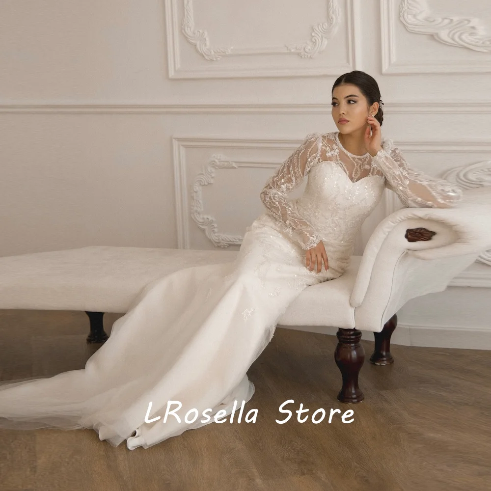 LRosella Свадебное платье с круглым вырезом прямое сексуальное кружево бусинами и