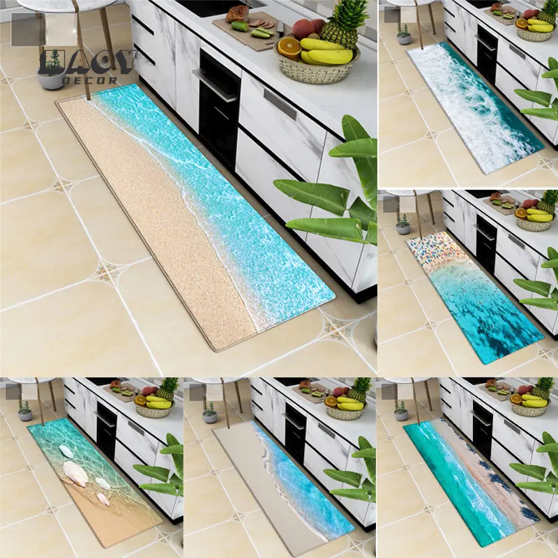 

Waves Kitchen Carpet Marine Washable Area Rug Non-slip Floor Mats Home Decor For Kitchen Bedroom Living Room Runner Long Rugs