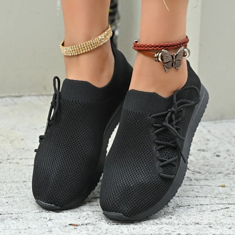 Желтые кроссовки для женщин новинка 2023 года повседневные вязаные дышащие