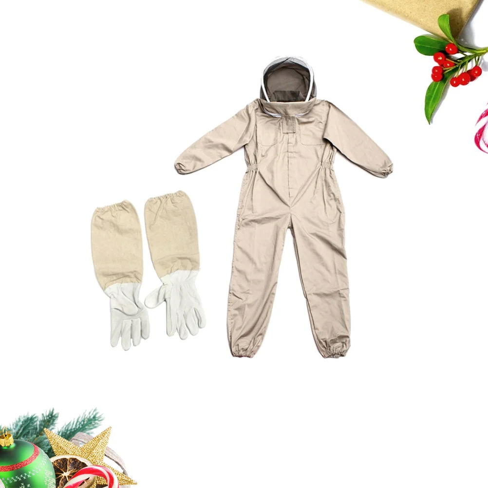 

Цельный защитный костюм для пчеловодства, одежда для тела с перчатками, размер L (хаки)