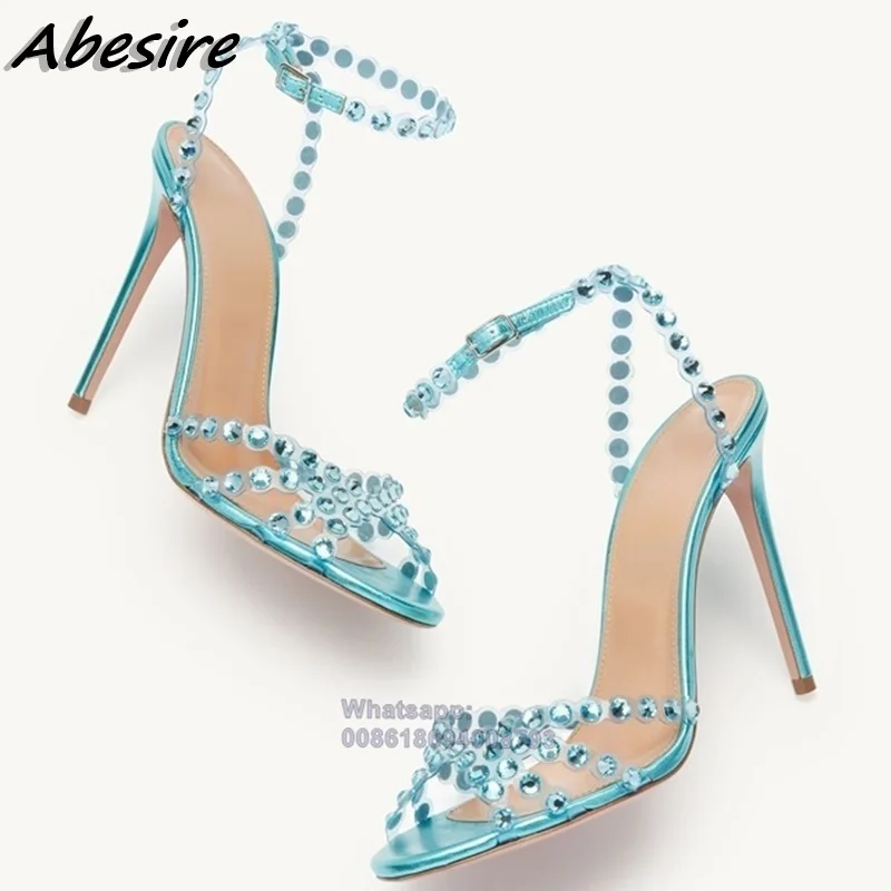 Сандалии Abesire женские на шпильке прозрачные босоножки из ПВХ с открытым носком