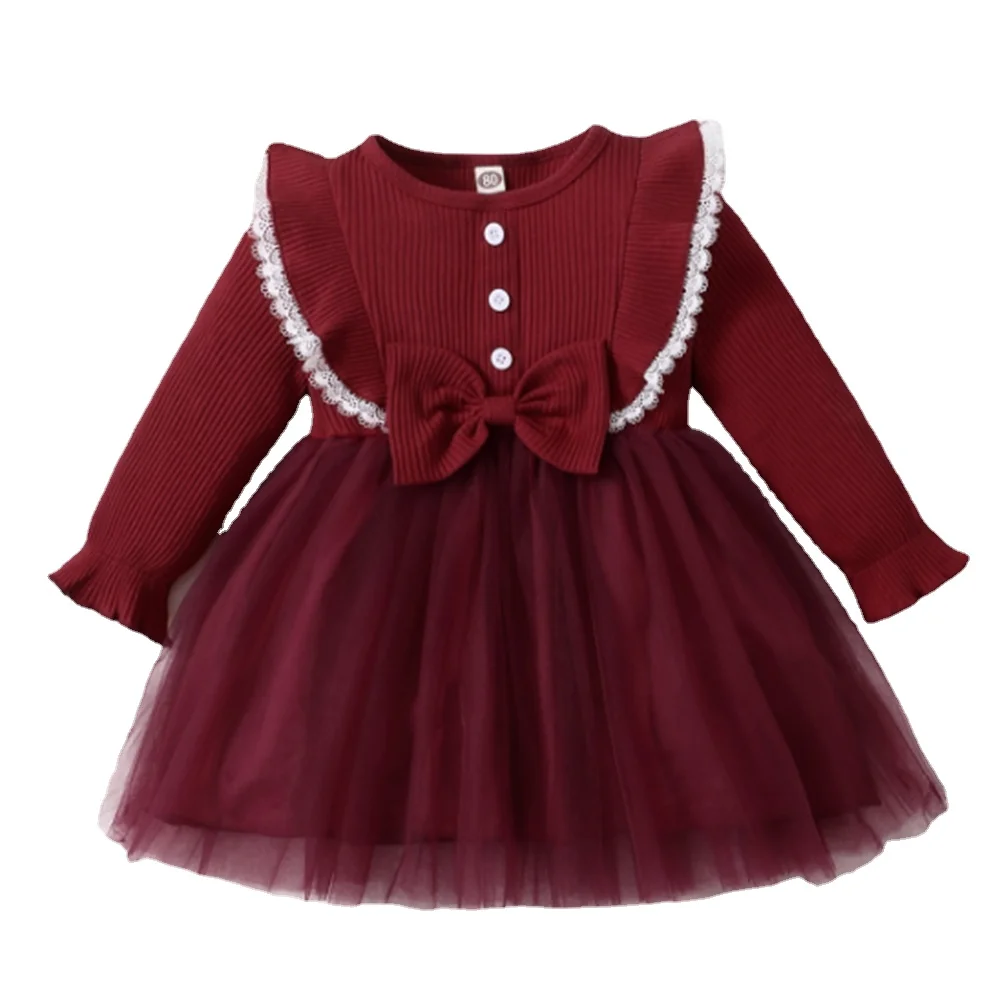 3-24Months Newborn Baby Girl Dress Long Sleeve Mesh Tutu Princess Dresses Baby Girl Party Derss Infant New Yeras Costume