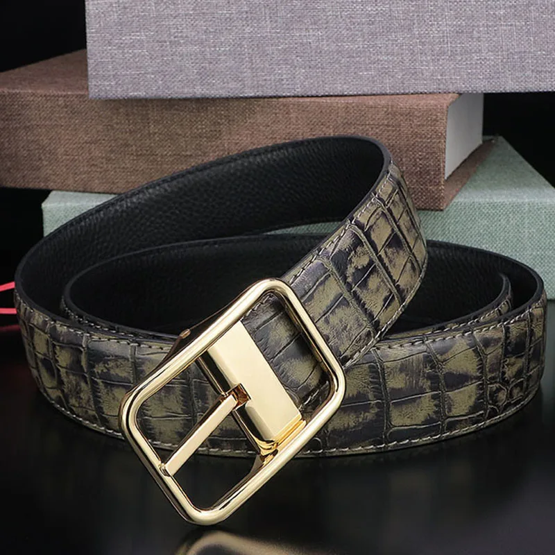 High Quality Fashion Trend Belt Casual Men Luxury Design Office Travel Pin Buckle High Quality Leather Texture Pants Belt New