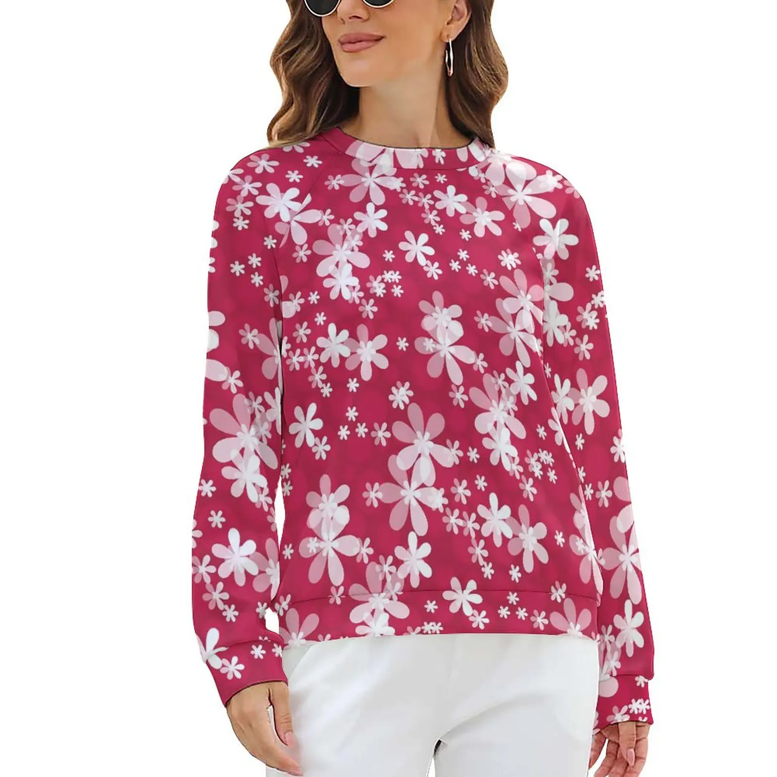

White Daisy Casual Hoodies Autumn Vintage Floral Y2k Hoodie Long-Sleeve Oversize Classic Custom Sweatshirts