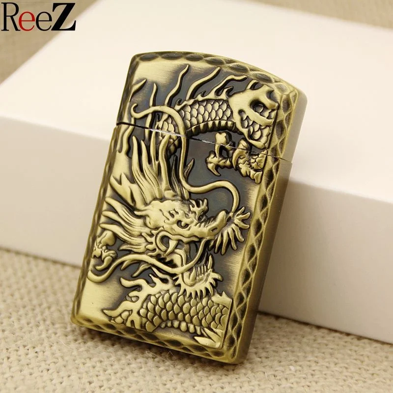 

Embossed Dragon Creative Metal Windbreak Butane Gas Lighter