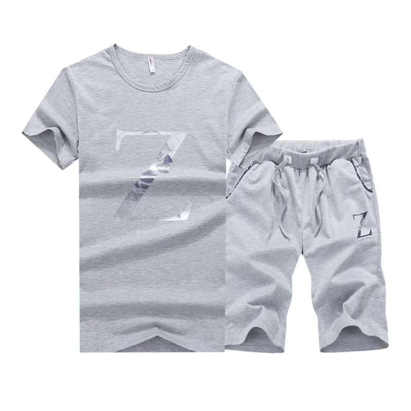 Spring and Autumn suit male summer youth fashion brand short sleeve T-shirt male loose pants casual sportswear male men hoodies