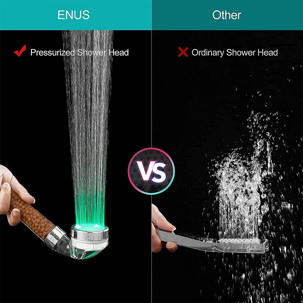 

LED 3 Color Changing Shower Head Glowing Filtering Sprayer 20mm High Pressure Metal Plating Bathroom Bathing Showerhead