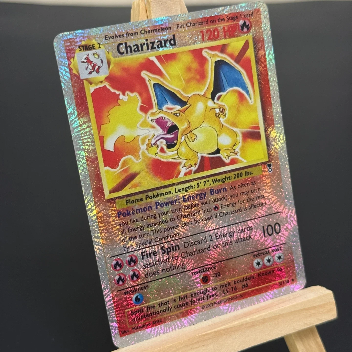 Фото Коллекционная карта TCG English Charizard, Легендарная коллекция 2002 года # 3 3/110 Реверсивная голографическая карта для самостоятельного изготовления прокси-карт №2