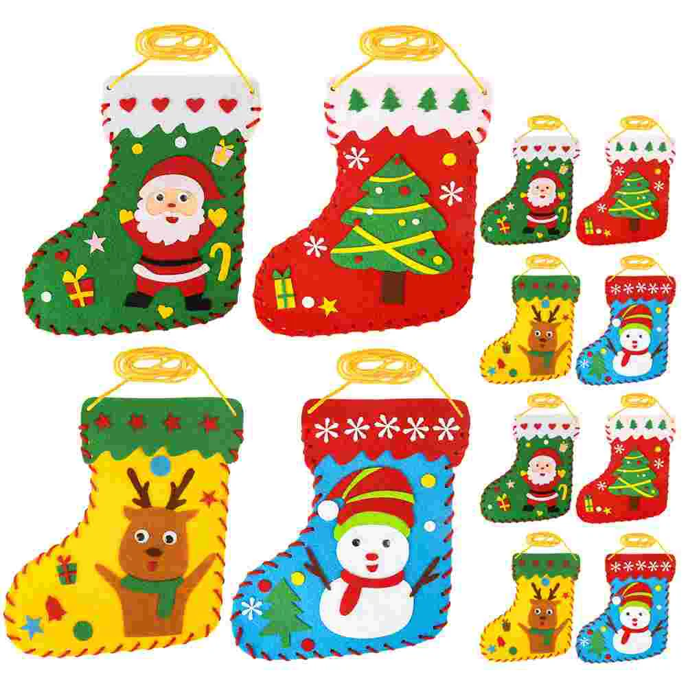 

12pcs Christmas DIY Stocking Material Christmas Socks Making Kits for Kids Handmade Materials