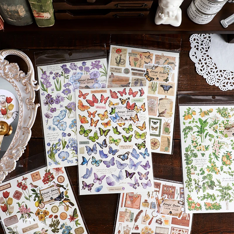 

Journamm Butterfly Floral Stickers DIY CUT Creative Scrapbook Supplies Collage Junk Journal Deco Photo Album Aesthetics Stickers