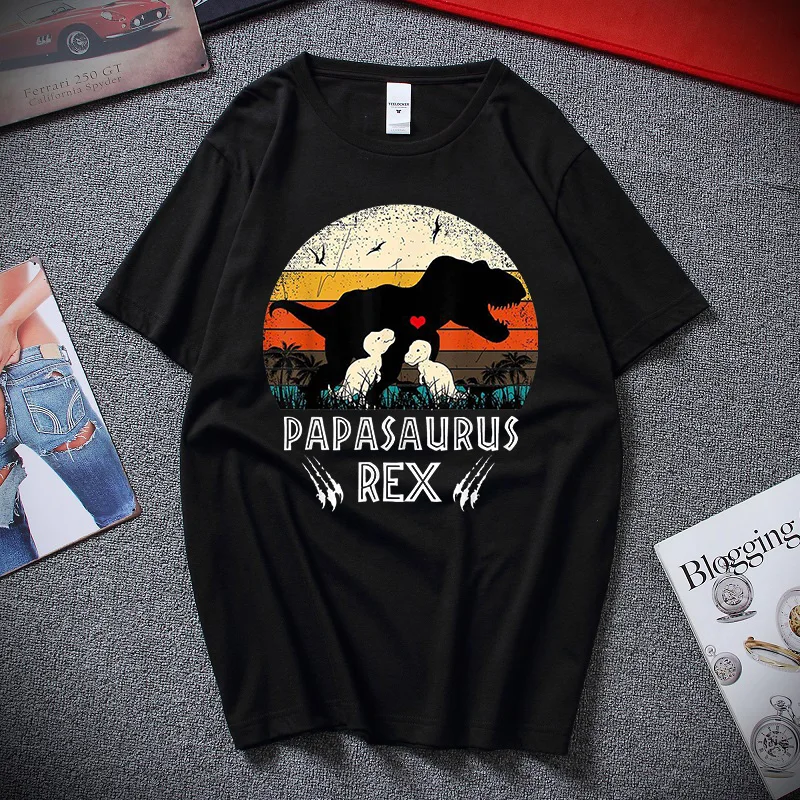 

Papasaurus Rex t Shirt men Dad Father Dinosaur T-rex Tee top Father's Day gift Unisex summer short sleeve Tshirts retro camiseta