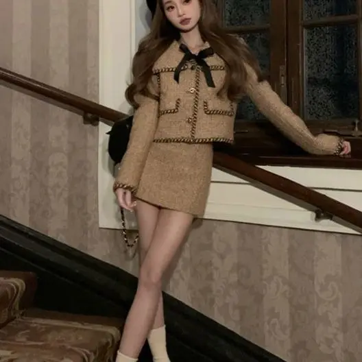 Корейский новый зимний роскошный комплект из двух предметов женская куртка с