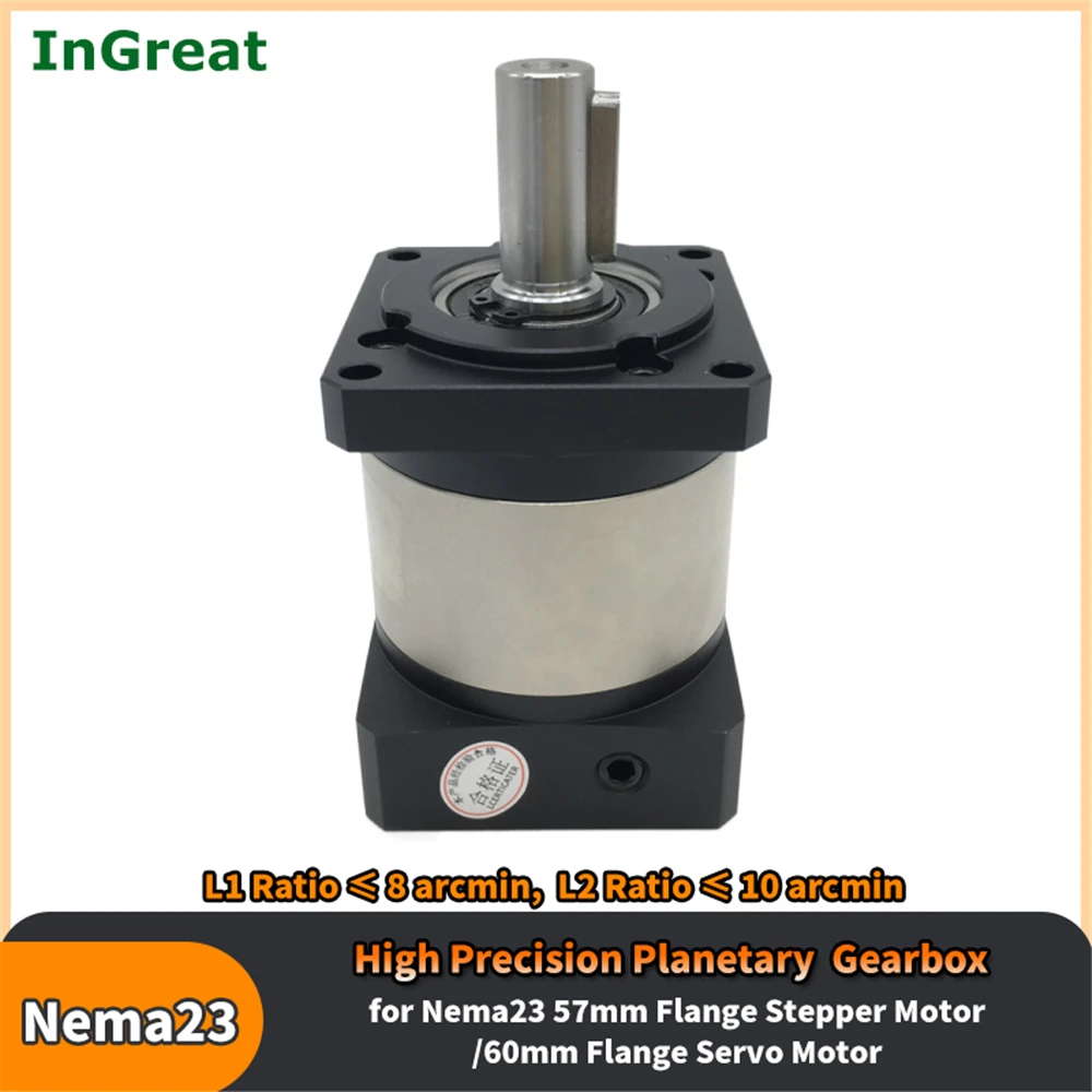 Nema23 Planetary Gearbox 6.35/8/9.525/11/14mm Input 3:1/5:1/10:1~100:1 Reducer for 60mm Flange 200/400W Servo 57mm Stepper Motor
