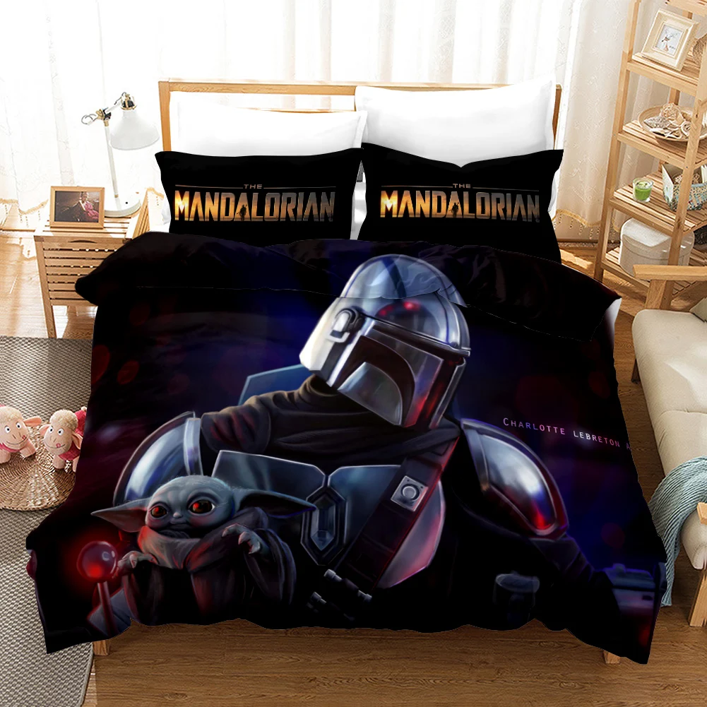 

Space Theme Mandalorian Print Duvet Cover Science Fiction Movie Bedding Set Comforter Covers And Pillowcase Queen King Size 3pcs