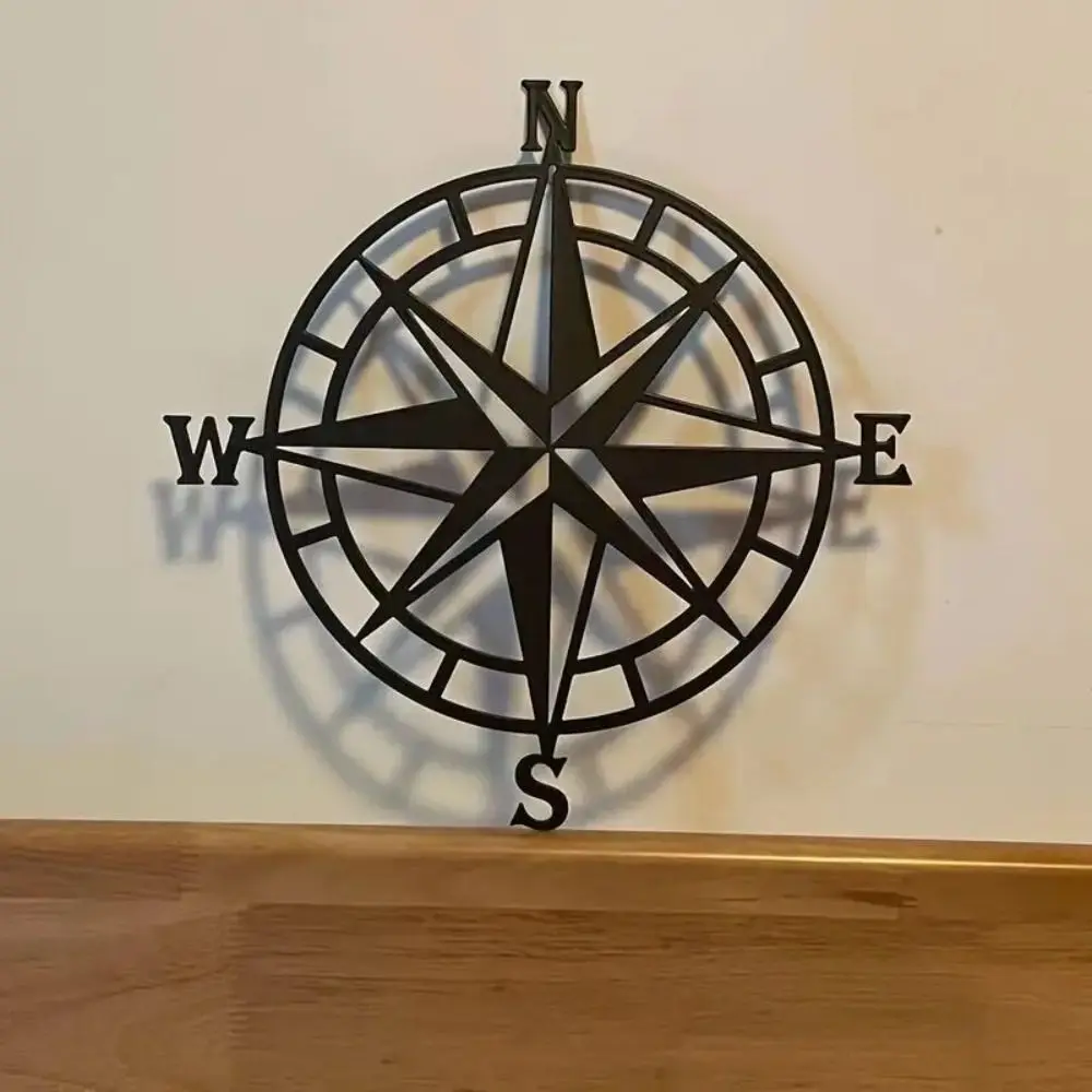 

Nordic Compass Wall Pendant Simple Rustproof Wrought Iron Geometry Metal Pendant Compass Easy to install Garden