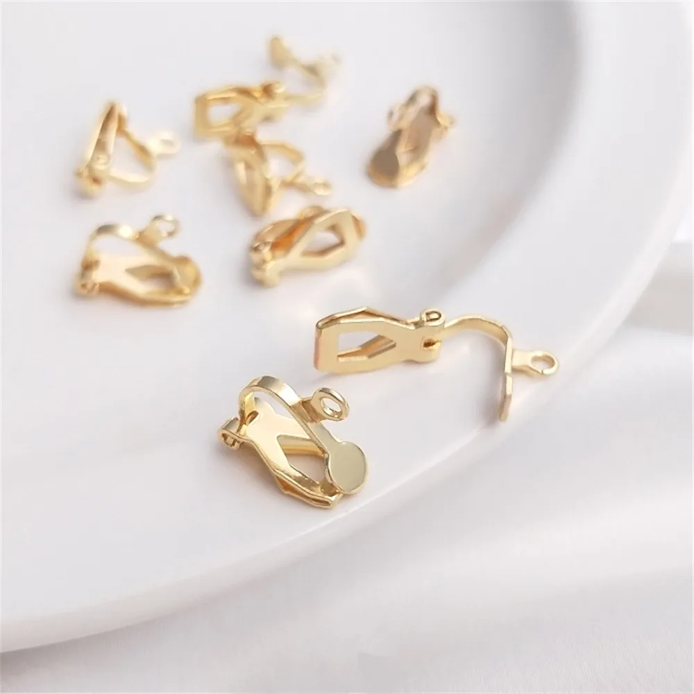 

14K Gold Filled Plated No ear hole with hanging ear clip shrapnel triangle clip diy earring material accessories