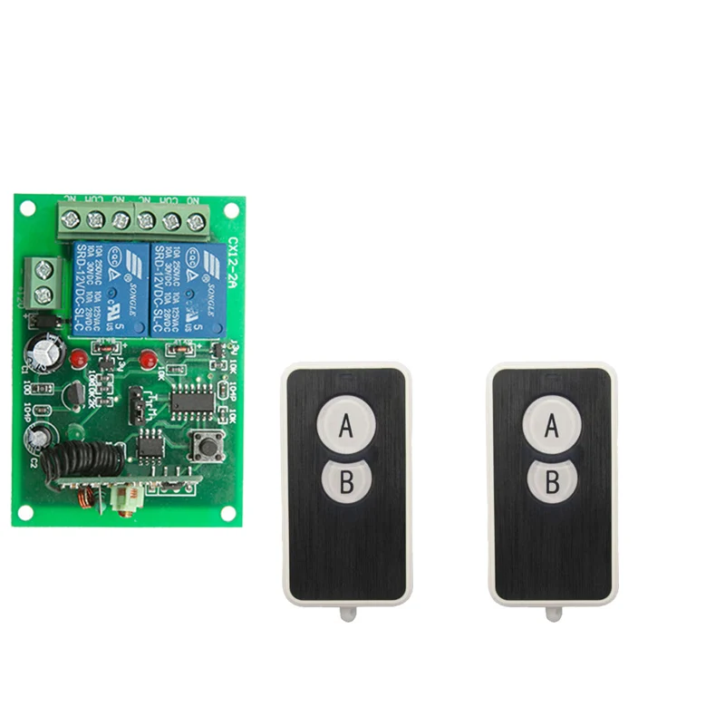 DC12V 24V 2-канальный мини беспроводной радиочастотный пульт дистанционного