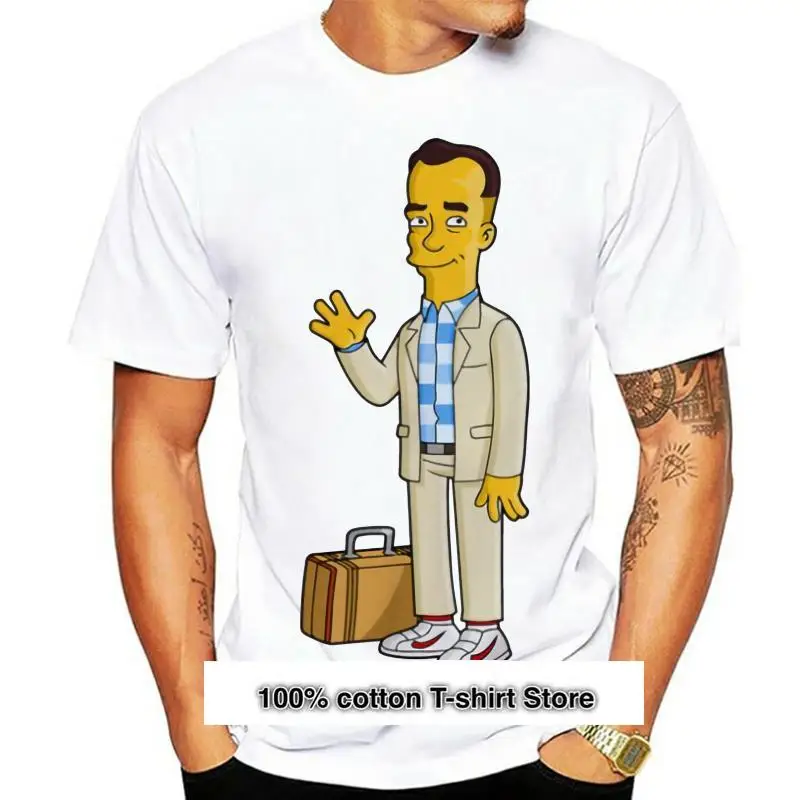 

Forrest Gump-camisetas de manga corta para hombre, camisas informales de algodón, a la moda