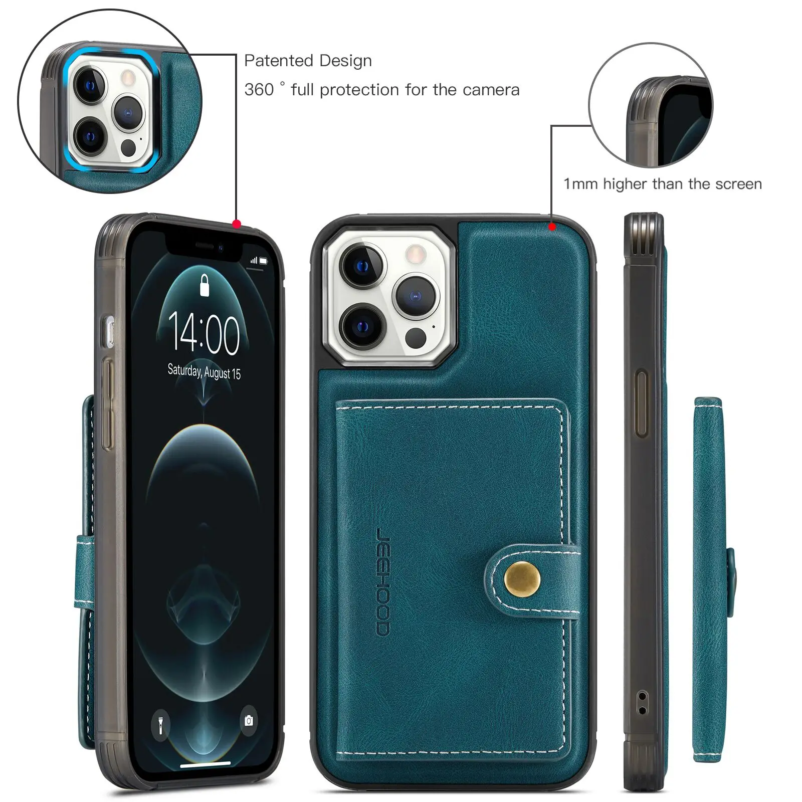 Back Cover for iPhone 14 12 13 11 Pro Max XS XR X SE 2020 8 7 Plus Phone Case Leather Card Holder Magnetic Detachable Wallet Bag