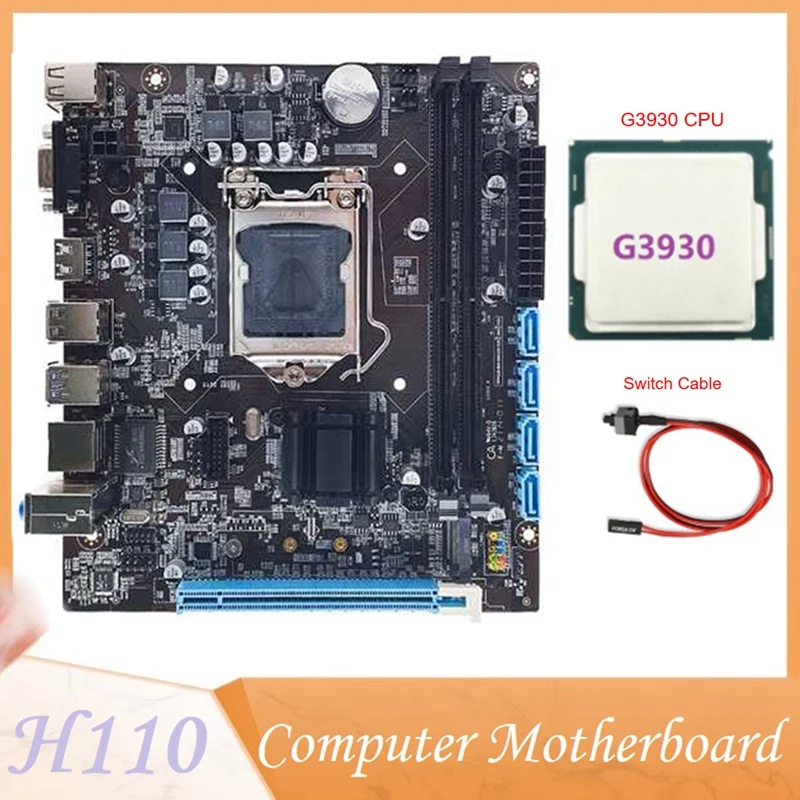 

Материнская плата H110 для настольного компьютера поддерживает LGA1151 6/7 поколение ЦП двухканальная Память DDR4 + ЦП G3930 + кабель переключения