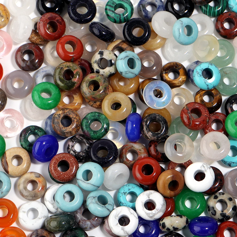 10 шт. каменные бусины в форме счетов с большим отверстием натуральный камень