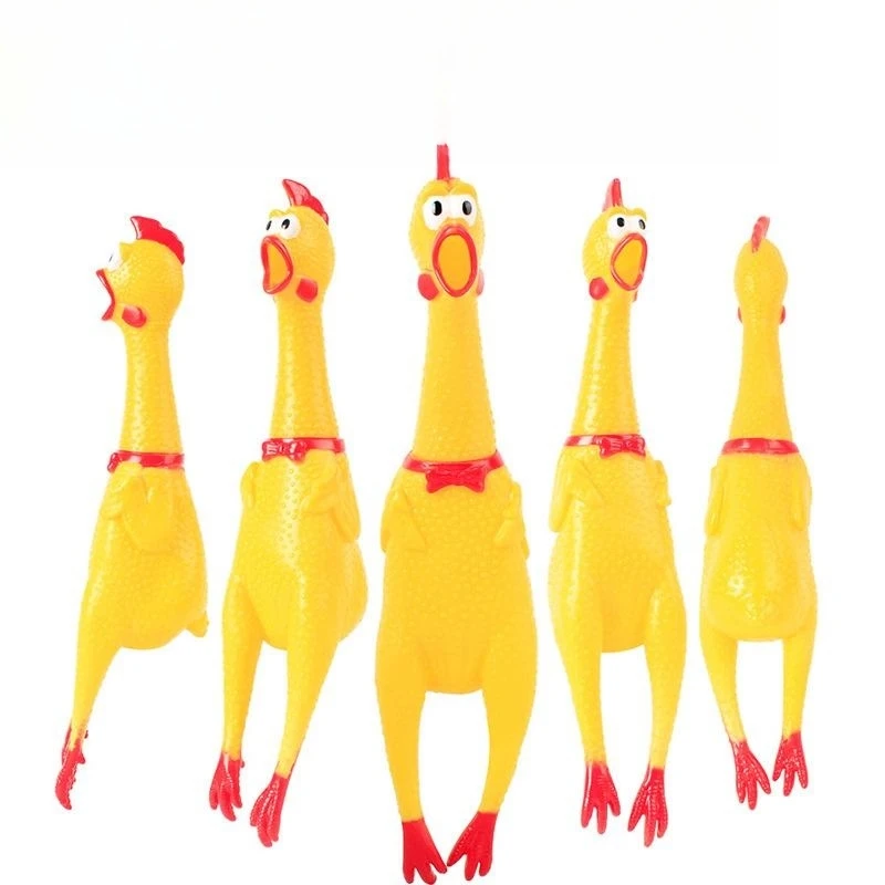 

Dog Sounding Toy Screaming Chicken Pet Dog Toy Releasing Chicken Squeeze Sound Dog Chew Toy Durable Yellow Rubber 38CM