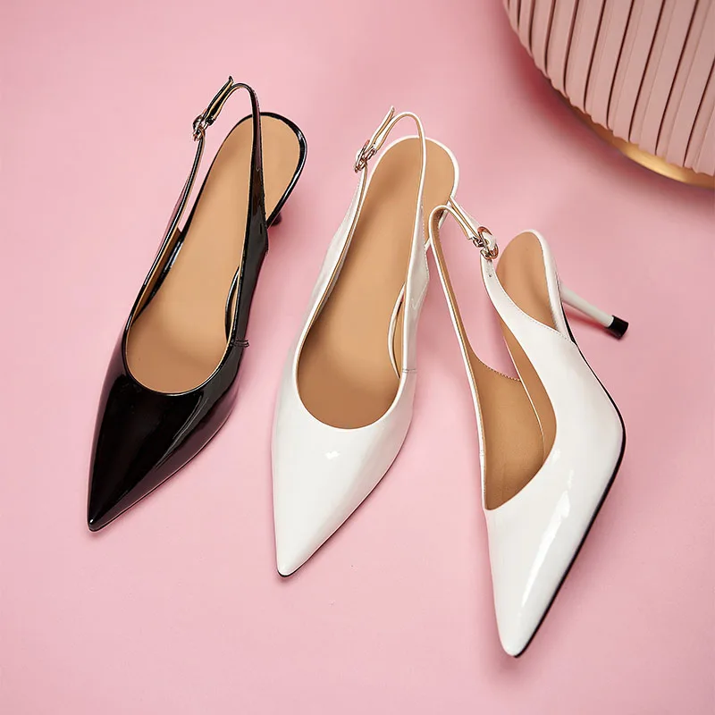 Pointed Closed Toe Women Sandals New 2023 Summer Black White High Thin Heels Sexy Party Shoes