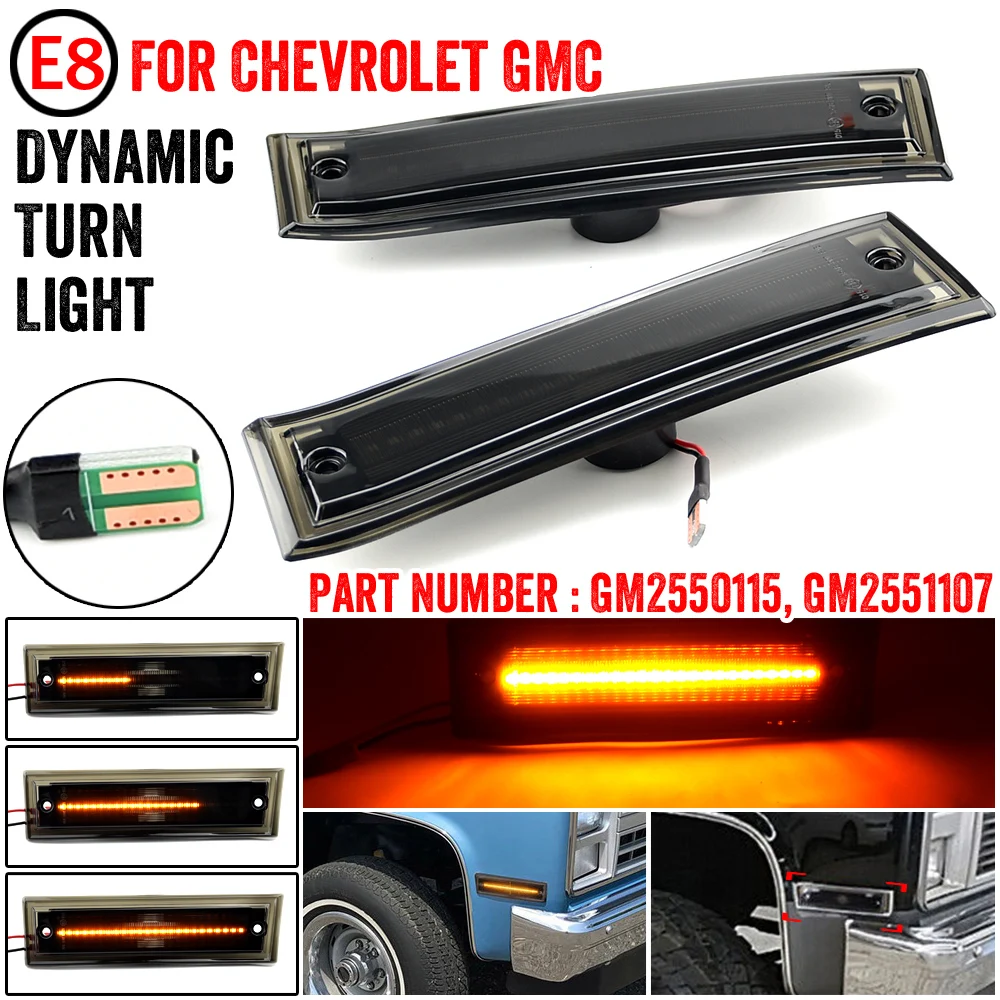 

2PCS Dynamic LED Side Marker Light Turn Signal Lamp For Chevrolet C/K 1500 2500 3500,Tahoe,Suburban,Silverado, For GMC Suburban