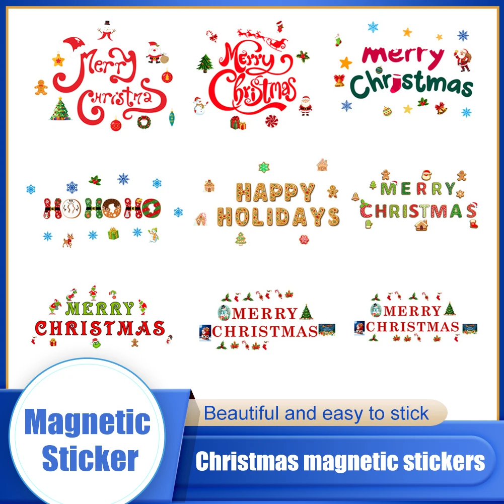 

Christmas Decoration Magnetic Car Sticker Christmas Fridge Magnet Decal Santa Snowman Snowflake Christmas Tree Car Home Decor