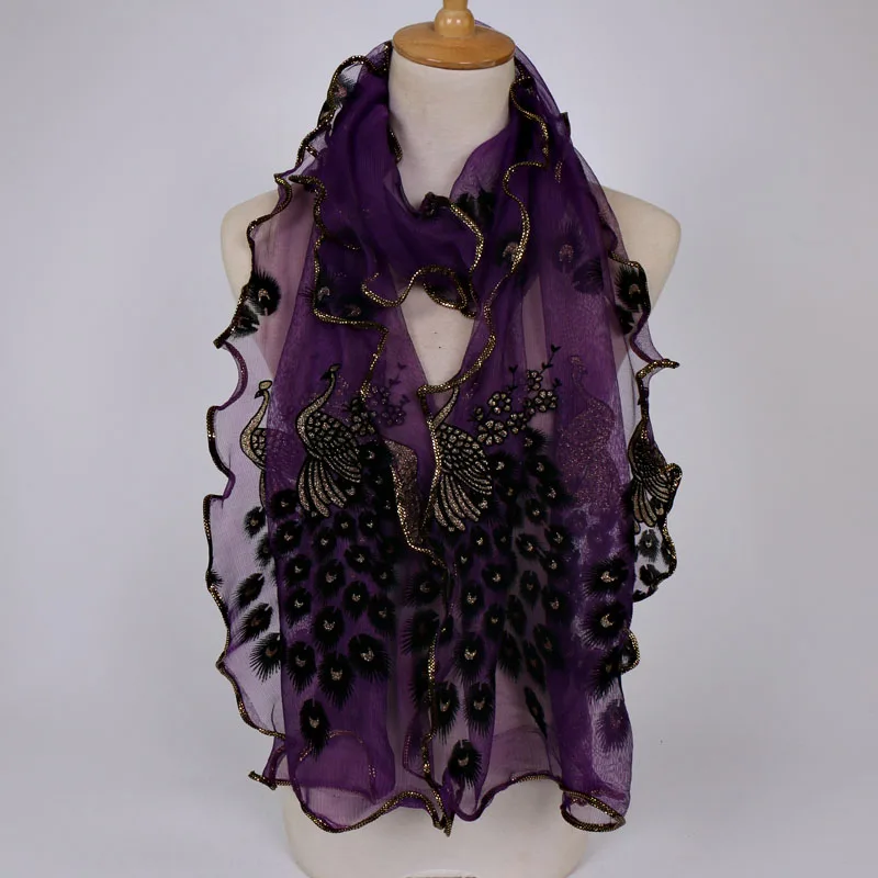 Шарф с цветочным принтом павлина шаль женский многоцветный шарф из пашмины