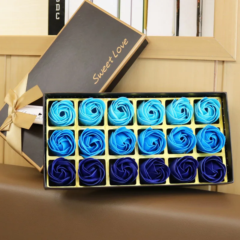 

Valentine's Day Gift Ideas 18 Gradient Rose Soap Flower Gift Box Simulation Flowers for Friends Love Wholesale Boxes Packaging