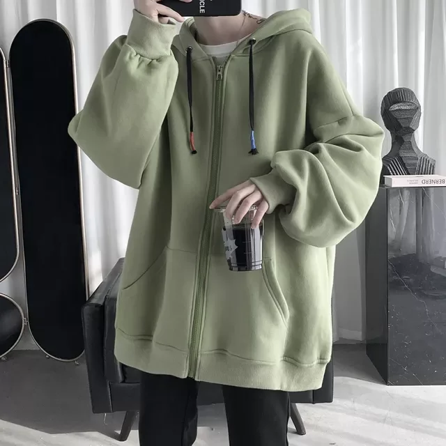 

New2022 Men's Hoodies Sweatshirts Zipper Hoodie Solid Color Hip Hop Mens Hooded Jacket Loose Track Hoodie Jacket Coat Street