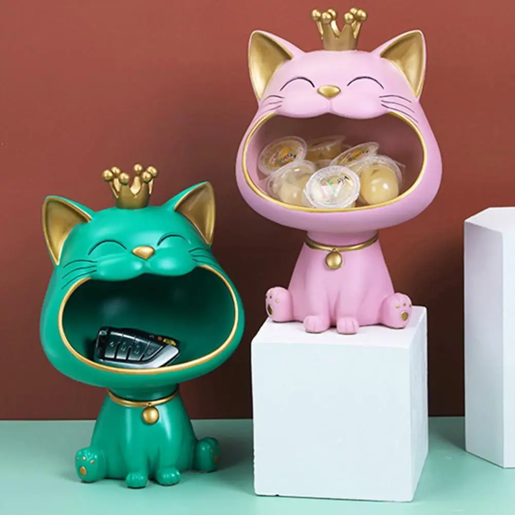

Large Capacity 3 Colors Miniature Cat Figurine Storage Holder for Bedroom