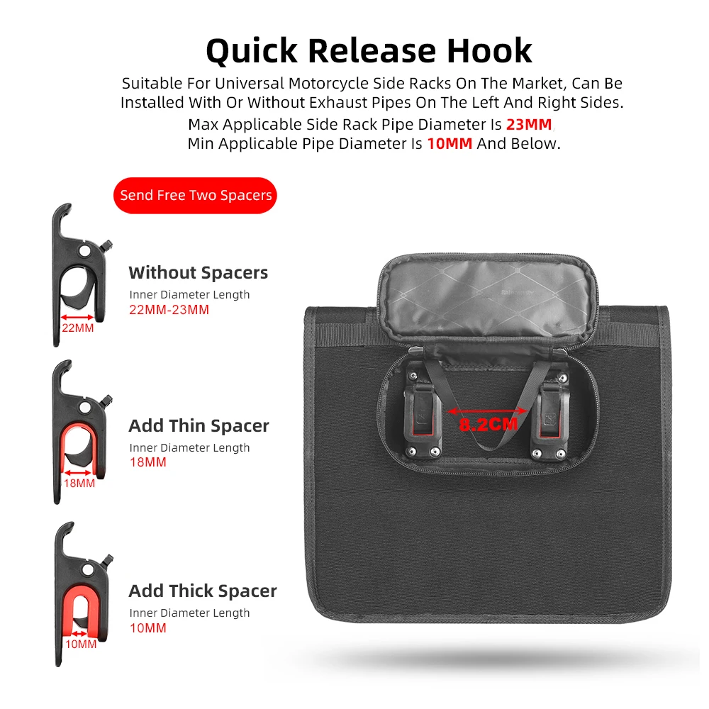 

Мотоциклетная Боковая Сумка Rhinowalk, 13 л, непромокаемая быстросъемная сумка-Седло для двигателя с внутренней опорой, багажная стойка для хранения