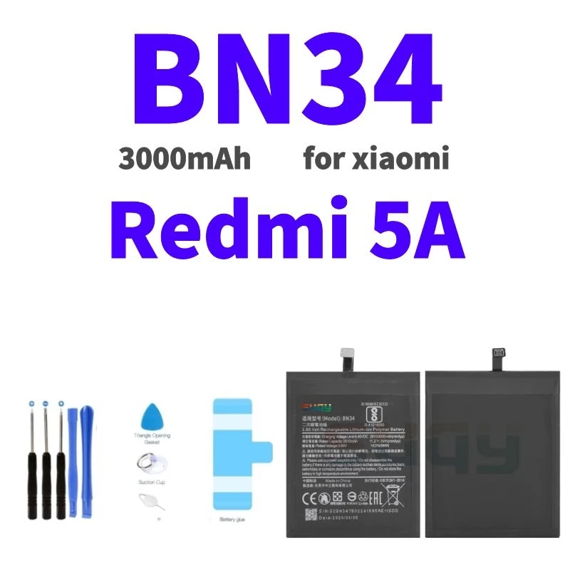 

suqy BN34 Battery for xiaomi redmi 5A Original 3000mAh Battery Replacement for redmi 5A Bateria for redmi 5A Phone Batterie