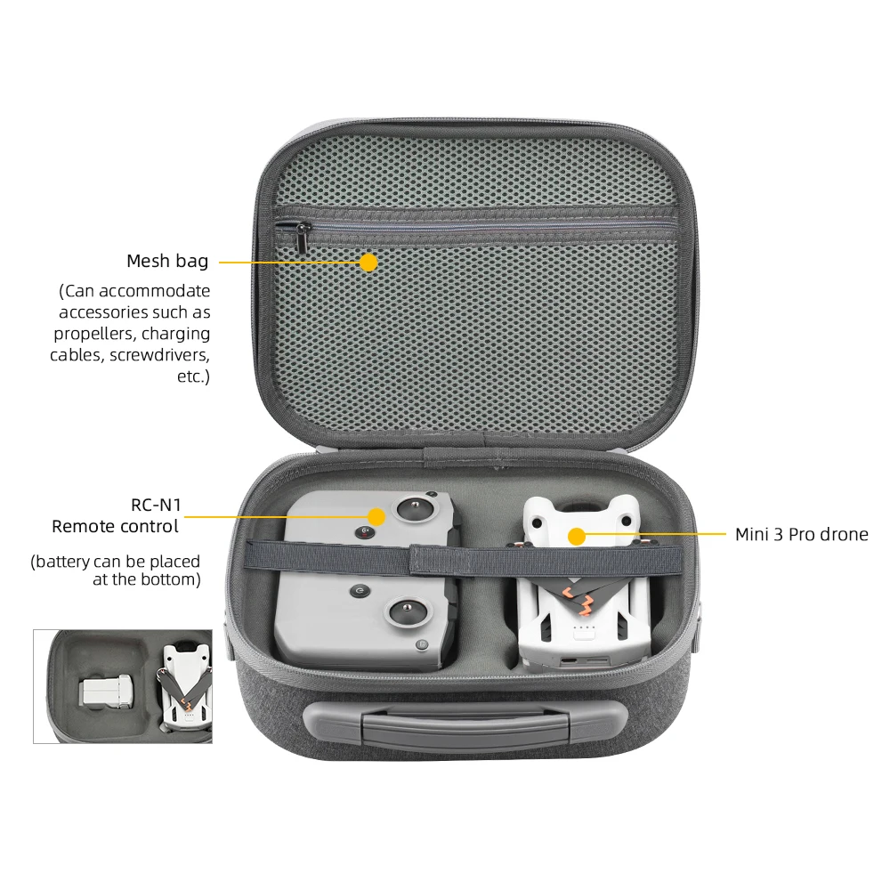 For DJI Mini 3 Pro Storage Bag Remote Controller Carrying Case Handbag Portable Shoulder Bag Drone Accessories