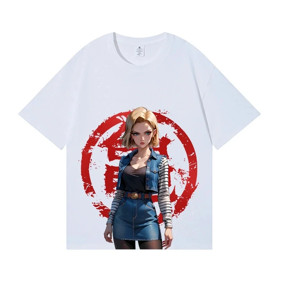 Новая футболка в японском стиле Dragon Ball Android 18 (2026), классическая, высококачественная, уличная одежда, подходит для мужчин и женщин, летняя (art.: 3920db54d997f) - 3920db54d997f
