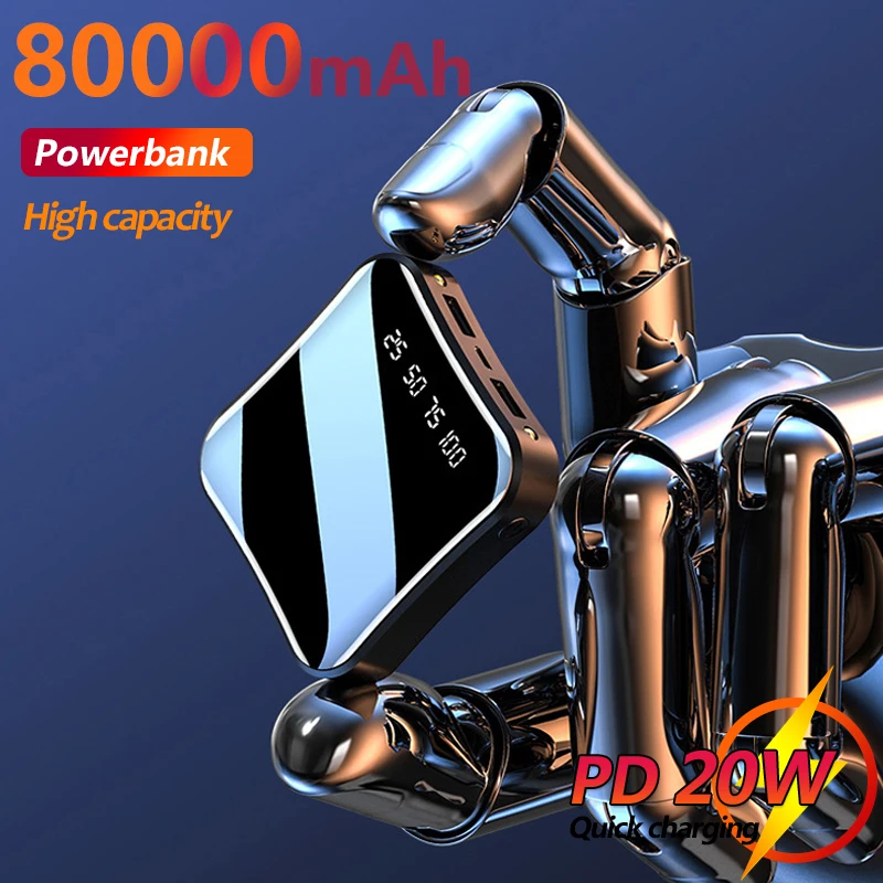 

Fast Charging 80000mAh High Capacity Portable Charger with Dual USB Ports External Battery Pover Bank For IPhone Xiaomi Huawei