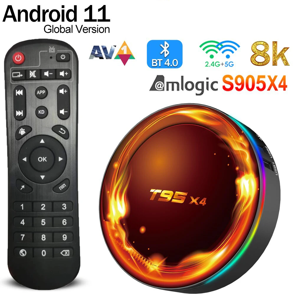 

ТВ-приставка T95X4, Android 11,0, Amlogic S905X4, 4 + 32/64 ГБ