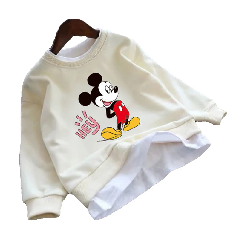 

Детский хлопковый пуловер с длинным рукавом, с принтом Микки Мауса