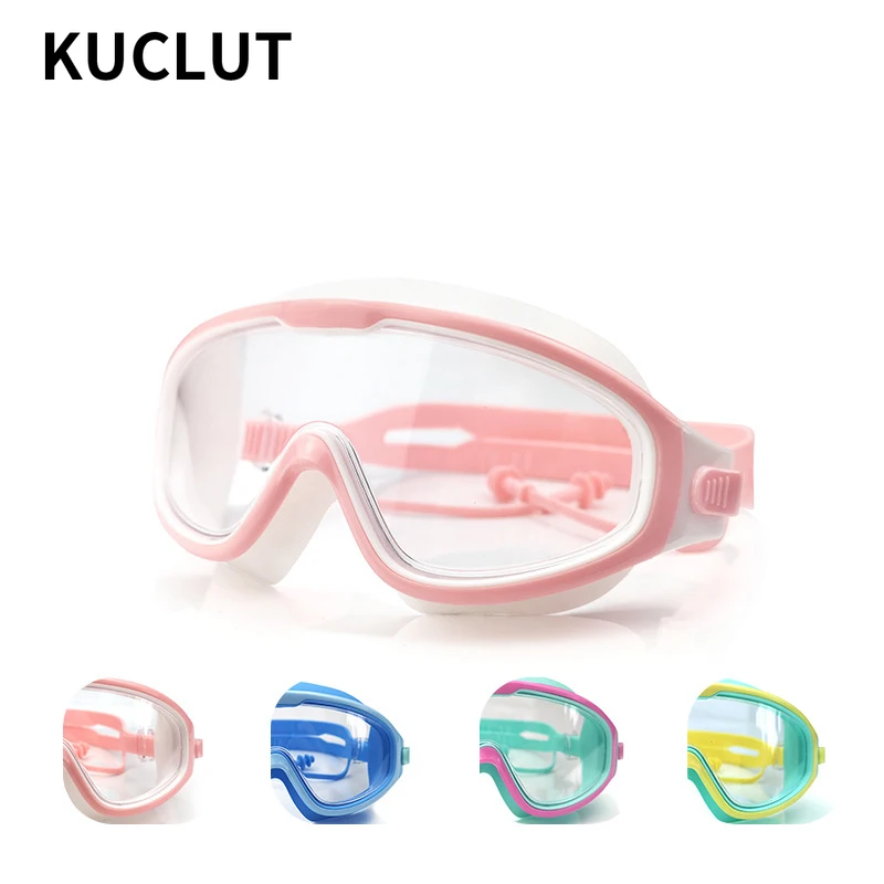 

2022 New Children's Swimming Goggles Large Frame HD Waterproof Anti-Fog Silicone Strap Kids Trend Swim Pool Accessories Eyewear